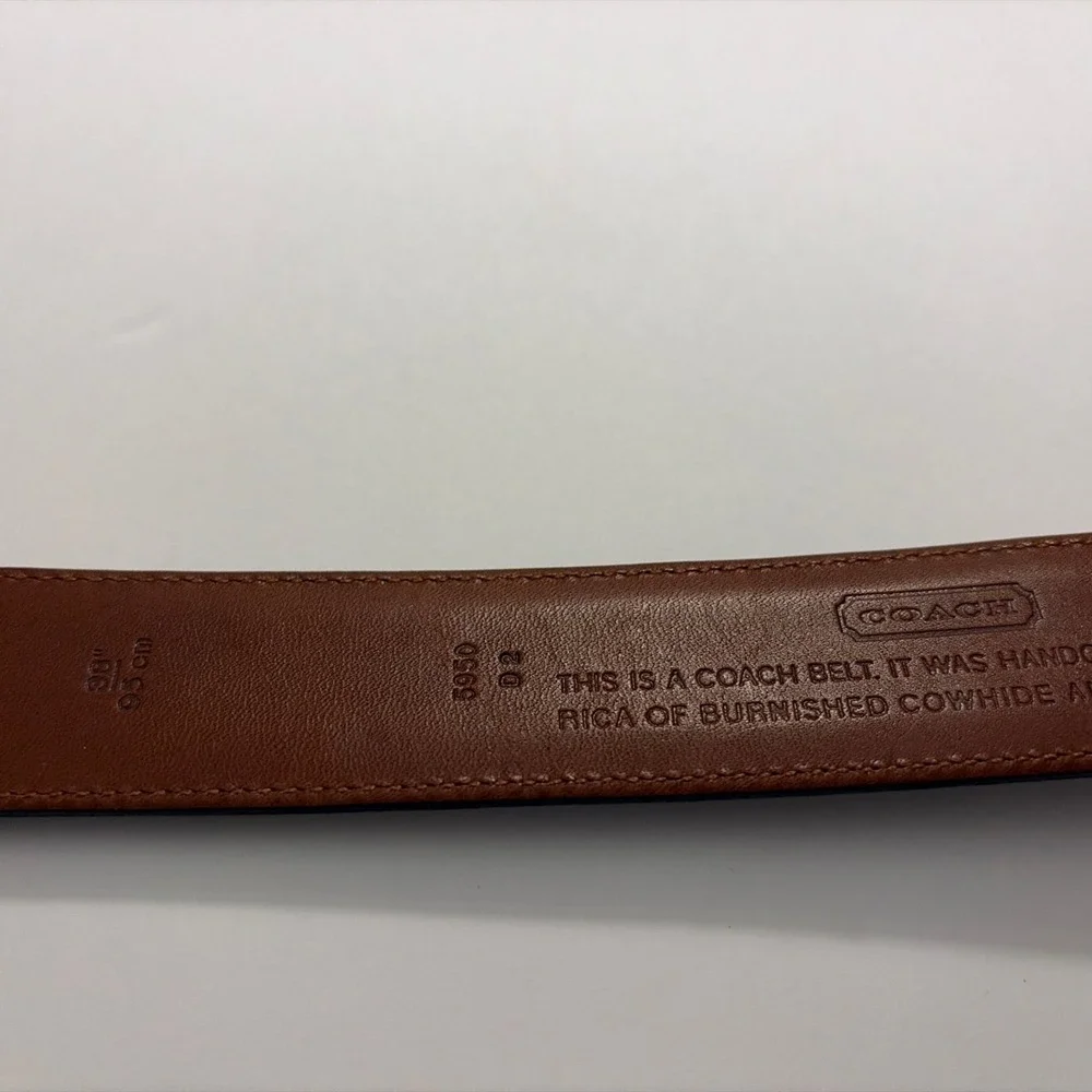 Coach Leather Belt 38 Dress Burnished Cowhide Brass Buckle Brown 5950